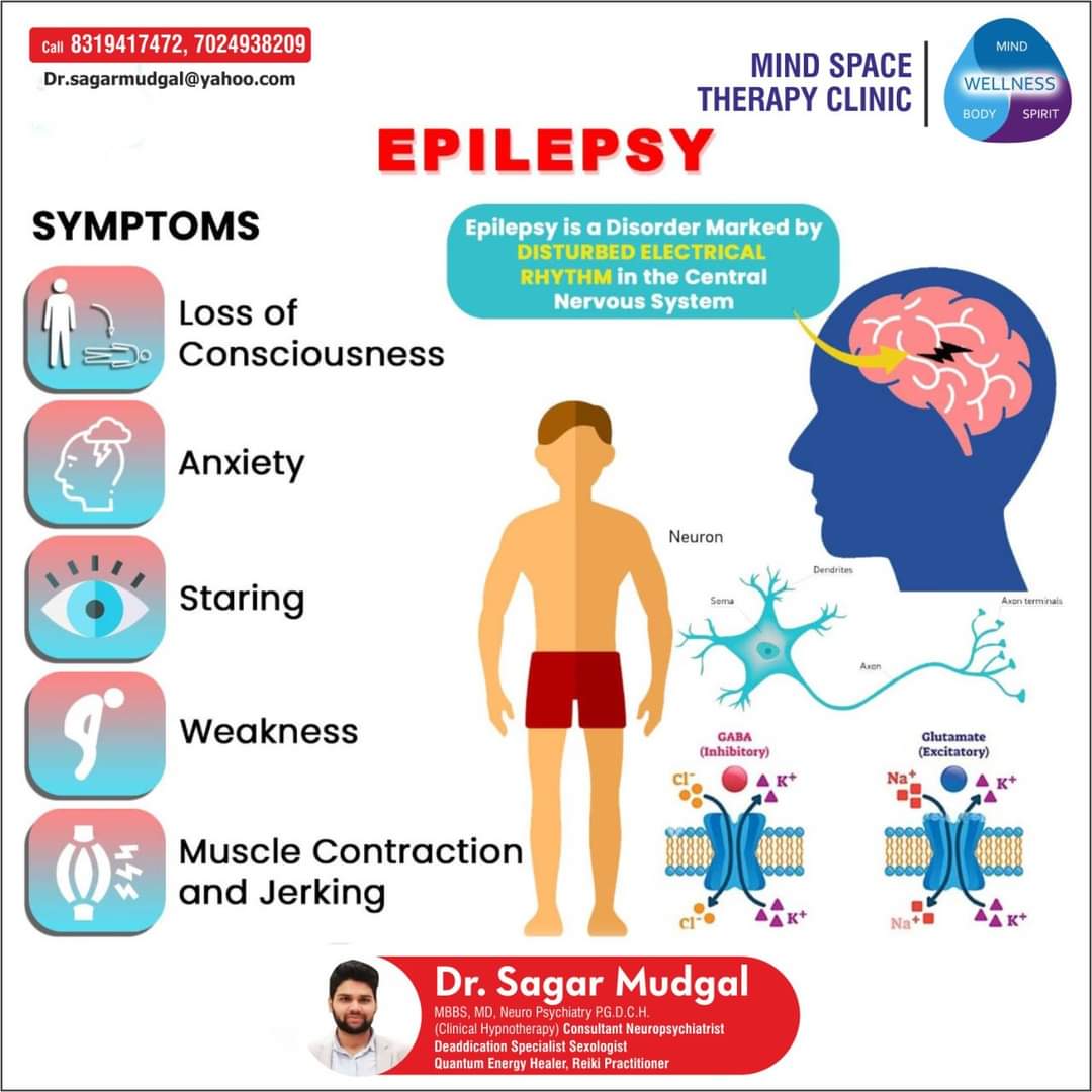 #Epilepsy is a disorder by disturbed #electrical rhythm in the #centralnervoussystem.  

You can connect with our expert Dr. Sagar Mudgal at 7024938209 for mental health Consultation.
#health #healthcare #epilepsyawareness #epilepsytreatment #interventionalneurology 
#Psychiatry