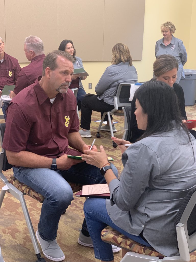 LisaLanierMeyer's tweet photo. On Tuesday afternoon, Deer Park ISD administrators interviewed each other about ways in which they create collective efficacy on their campuses. There were some powerful conversations! I truly love the photos in which high school and elementary worked together! #DPISD https://t.co/RiWypsIdKc