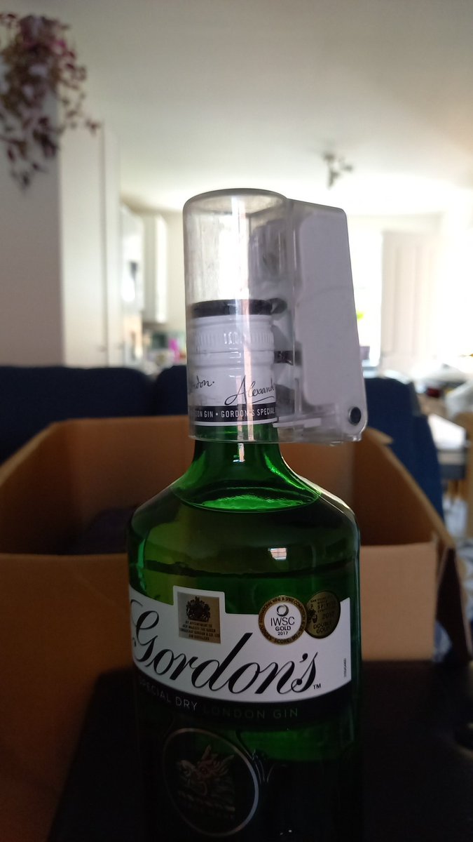roxibarnett's tweet photo. @Morrisons Help! Just had a home delivery and you substituted my Tanqueary gin for Gordon's. Something I could get over in time and with a few strong doubles however the driver left this on it. What can I do? https://t.co/aZsTlTQhqD