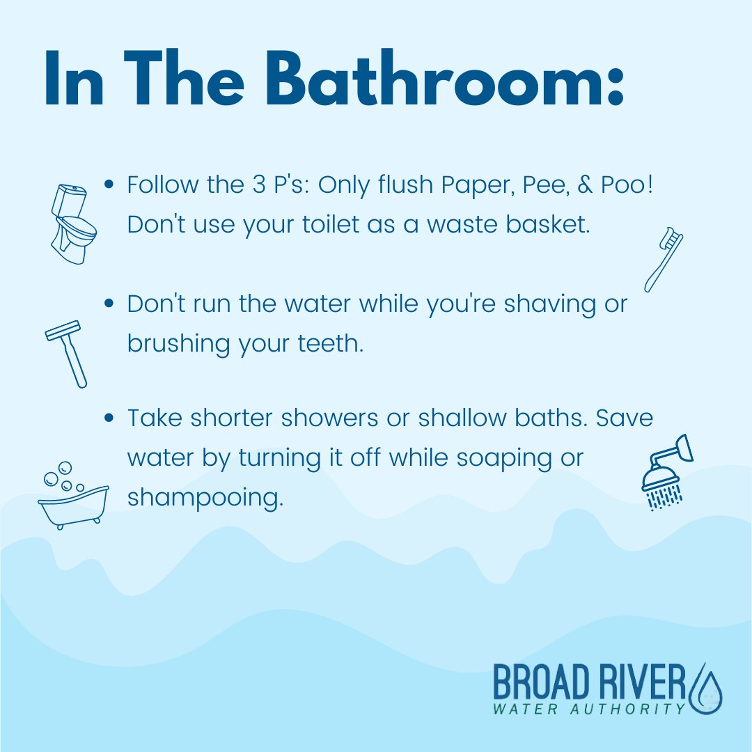 More #EveryDropCounts 💧 tips to save water &amp; make your wallet fatter! Scroll➡ to see our 3 tips to use less water in the bathroom. 

#BRWA #BroadRiverWaterAuthority #RecycleWater #WaterTips #RutherfordtonNC #RutherfordCounty #RuthNC #SpindaleNC #Cliffside #Harris