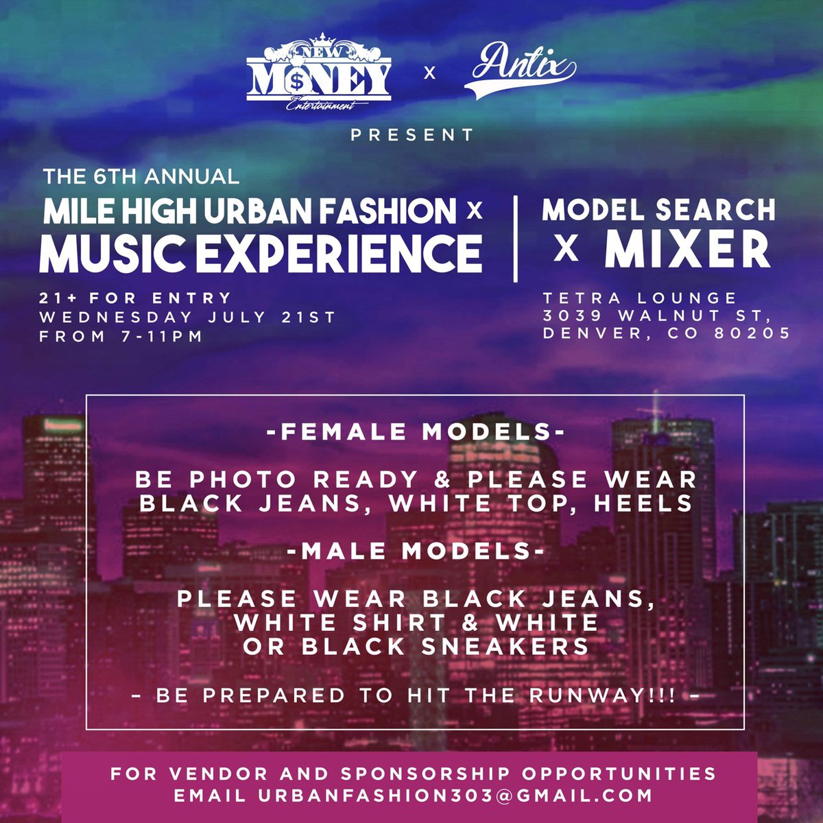 #Tonight UrbanFashion x Music Experience #Modelsearch &amp; Mixer 7-11pm <a href="/tetralounge/">Tetra Lounge</a> come out and show us what you got!!! 👗🔥👠🪡👚🩳🩱