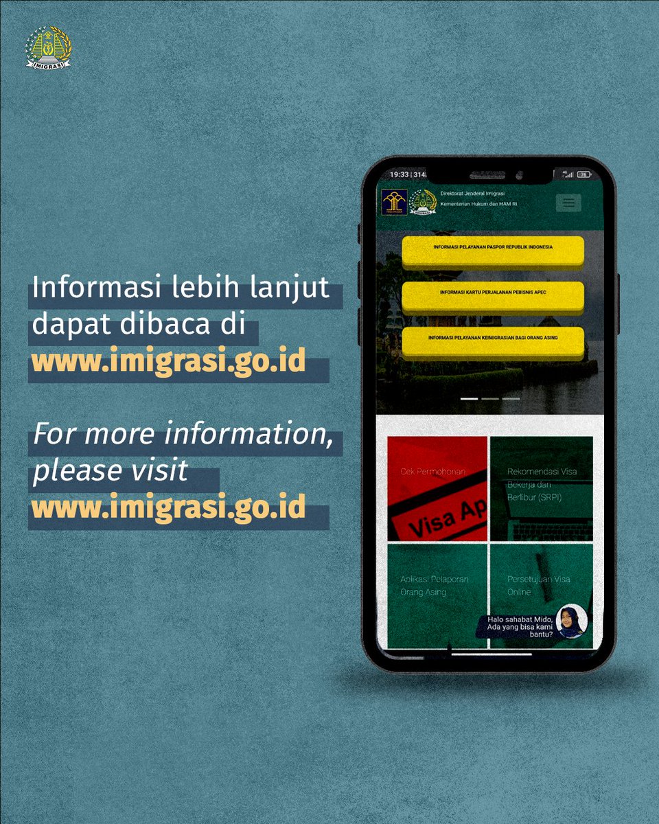 Aturan terbaru bagi orang asing yang akan masuk ke Wilayah Indonesia.

Simak infografis berikut ini. Informasi lebih lanjut dapat dibaca di imigrasi.go.id

Updates on travel restrictions to Indonesia for foreign nationals.

Please note the details on infographics below!