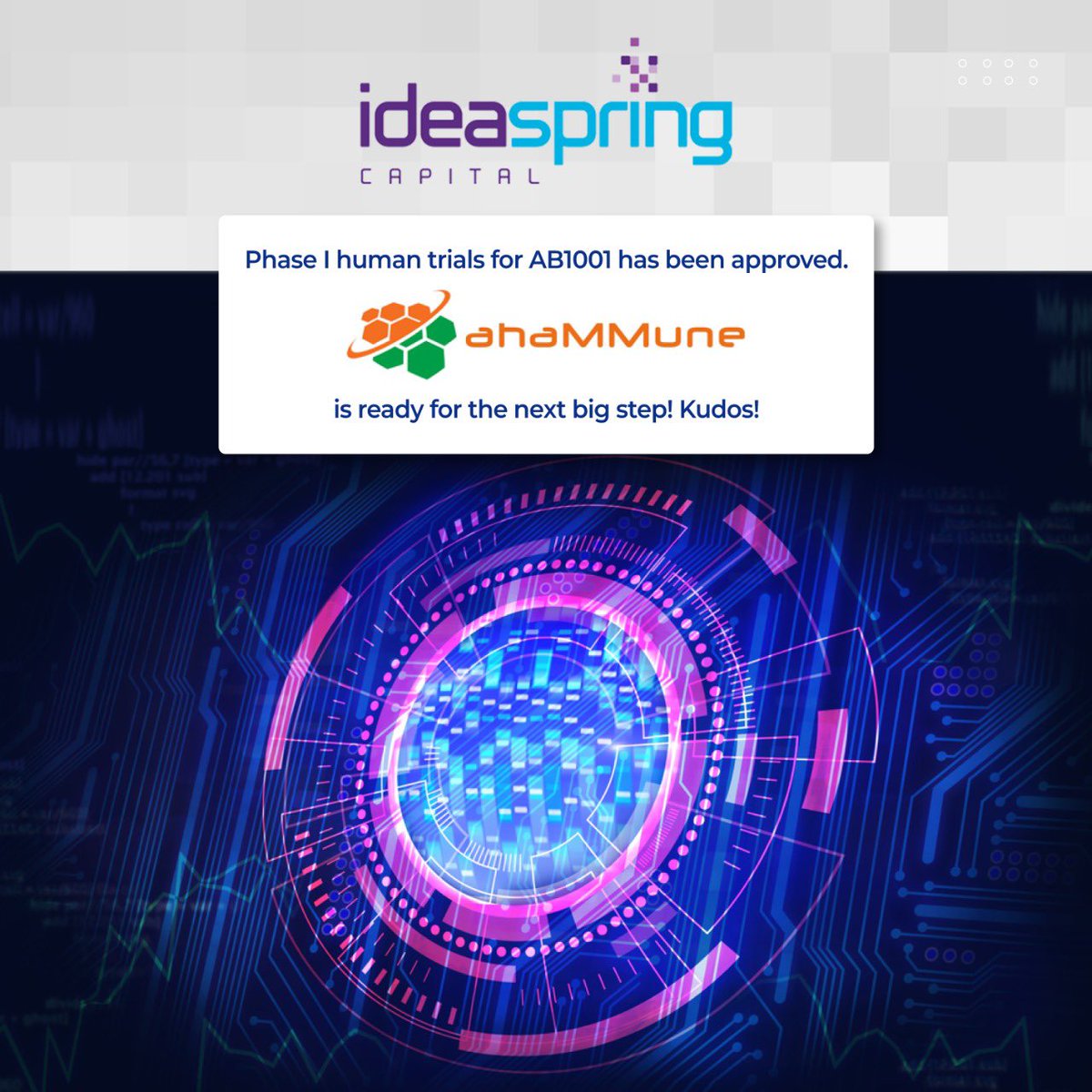 IdeaspringCap's tweet photo. Ahammune’s clinical protocol for Phase I human trials for AB1001 has been recently approved. The Drugs Controller General of India had also given permission of the Form CT-06. The future is bright for Ahammune, congratulations! #drugs #ct06 #ab1001
@ahammune https://t.co/zGAZa4kXBp
