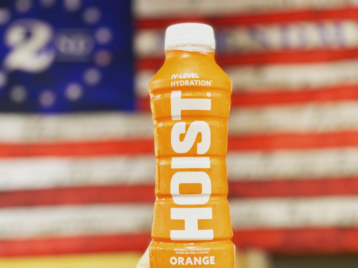 drinkhoist's tweet photo. We’re proud to say that HOIST is made in America. From our bottle to label to ingredients, all the way to the production line - 100% American Made. 🇺🇸

#AmericanMade #MadeInUSA #MilitaryHydration #DoDApproved #AllNatural #PremiumIngredients #Electrolytes #IVLevelHydration https://t.co/9z17ZmgOpV