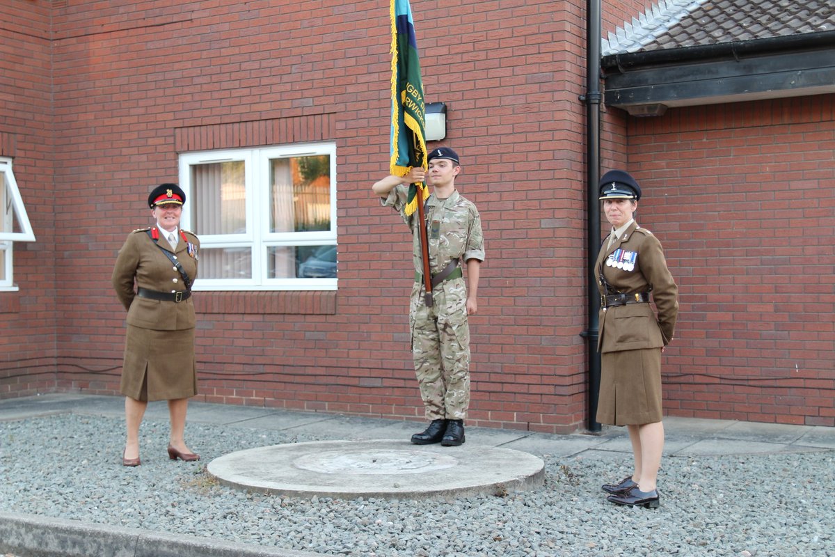 AcfShaunh's tweet photo. On Monday night having waited over a year due to the pandemic Rugby Troop we presented with our very own @R_Signals Banner presented by Col Douglas and Maj @L5uce Thank you again to the @R_Signals we will parade this banner with pride @ACFColCadets @signalsmuseum @NationalACSMI https://t.co/BJHaXvaqOb