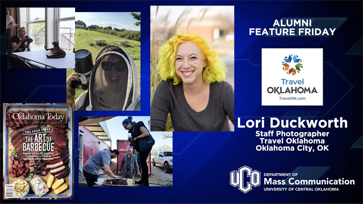 UCO_MCOM's tweet image. Friday is FINALLY here, which means... so is #AlumniFeatureFriday! A big Broncho shoutout to Lori Duckworth at @OklahomaToday and all her amazing work showing off our state through photography! 

Are you a #UCOMCOM grad and want to be featured? DM us!
