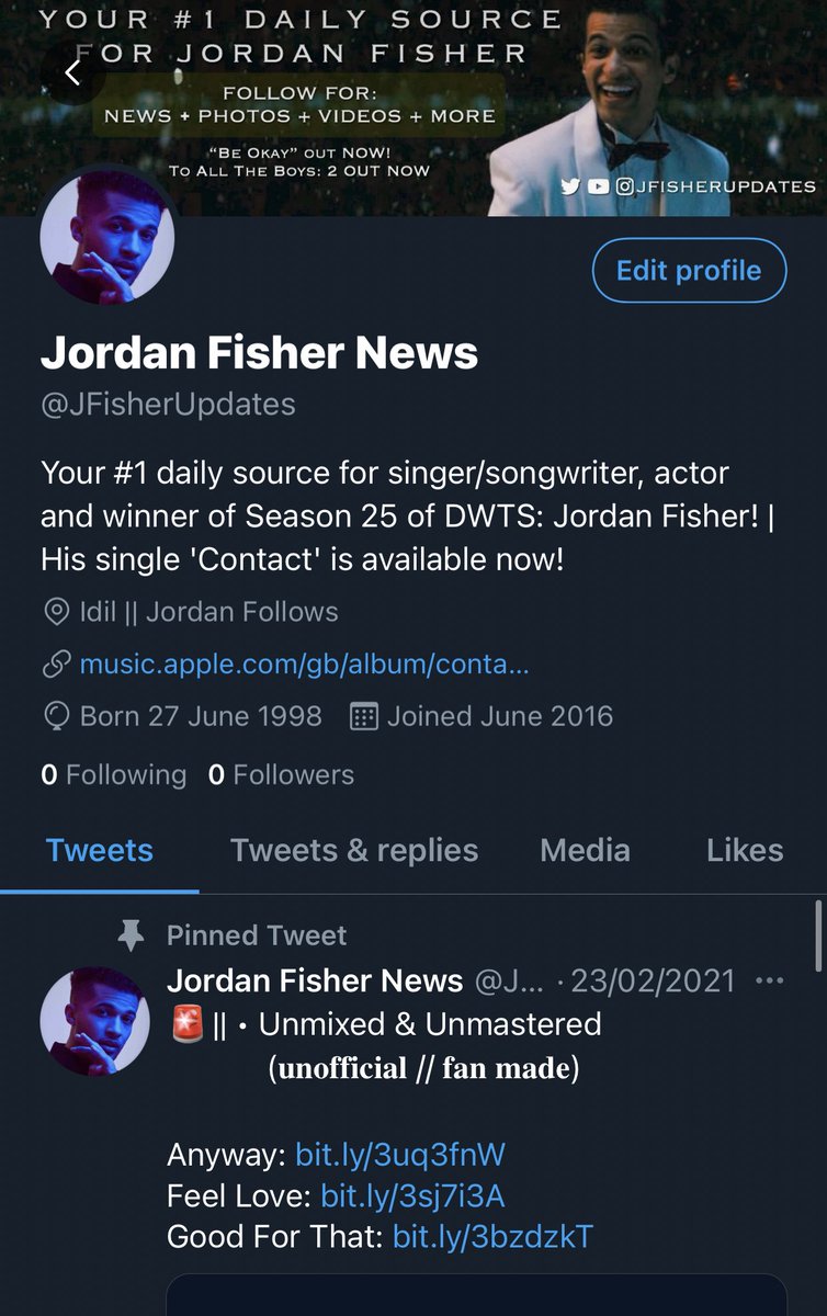 JFisherUpdate's tweet photo. Unfortunately due to copyright from a video edit that i posted back in 2017 after over five years, @JFisherUpdates got suspended. It’s time to start all over again. This is now JFU part 2 until i somehow manage to get it back. 💜 https://t.co/9DQkunvv3m