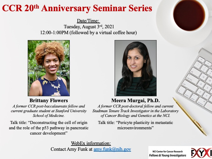 Mark your calendars for the upcoming CCR 20th Anniversary Seminar Series hosted by the Fellows &amp; Young Investigators (FYI) Association. @NCIResearchCtr #research #coffeeandscience