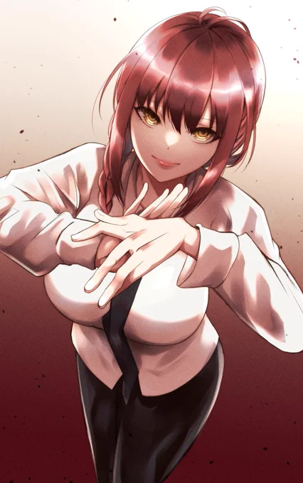 Hoさん()の線画をお借りして塗らせて頂きました!4枚の中からマキマをチョイス&初塗り楽しかったです!ありがとうございました 