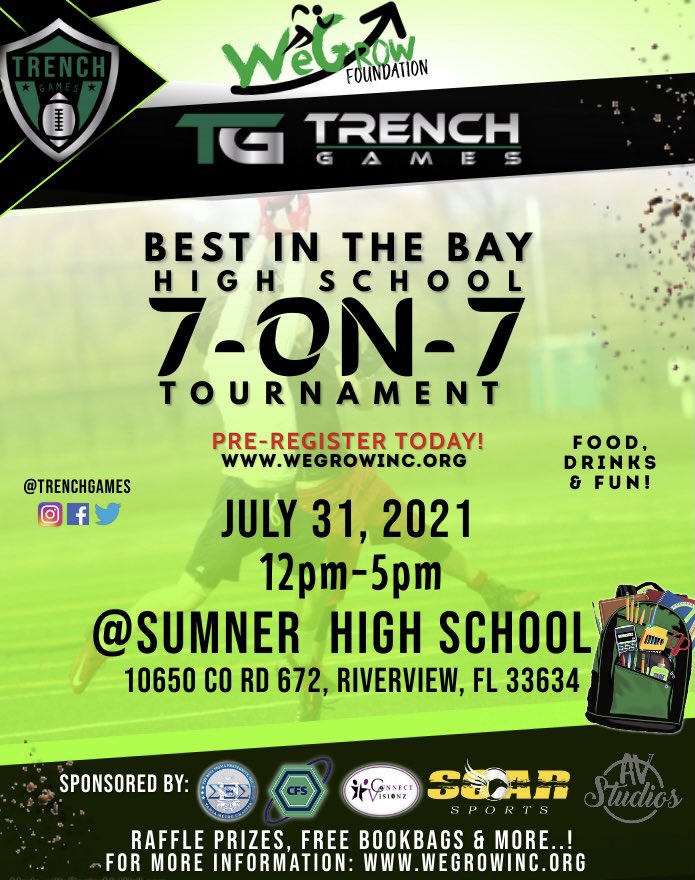 trenchgame's tweet photo. @TC_Football Come join us July 31st for a Free back to school camp. Free backpacks, School supplies, fun games and more. Register today! https://t.co/vXeQuVCRlg Boys and Girls all ages are invited. Let’s get ready for the upcoming school year! https://t.co/QIeL29qUSg