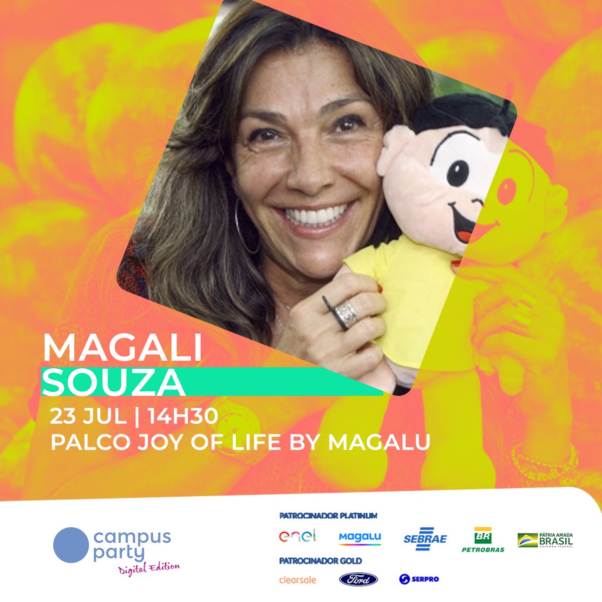 CampusPartyBRA's tweet photo. A MAGISTRAL QUE A GENTE AMA
Magali Spada e Sousa, GENTE A MAGALI, estará com a gente na Campus Party Digital Edition. Dos quadrinhos, para o palco Joy of Life by Magalu, acompanhada da Mônica Sousa, A MÔNICA!
#CPDE2 #CPDE #CPLatam #CampusParty #CPBR #joyoflife #magistral #magali https://t.co/cSRCBmk1Q4