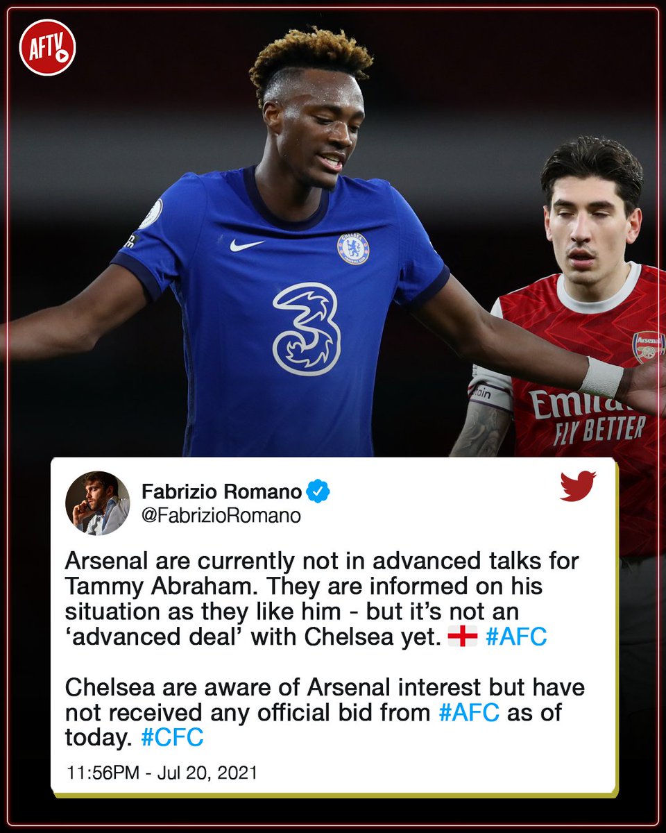 Aftv S Tweet Despite Reports That Arsenal Are Favourites To Sign Tammy Abraham Fabrizioromano Says No Official Bid Has Been Made By The Club For The Chelsea Striker Keep Up To Date