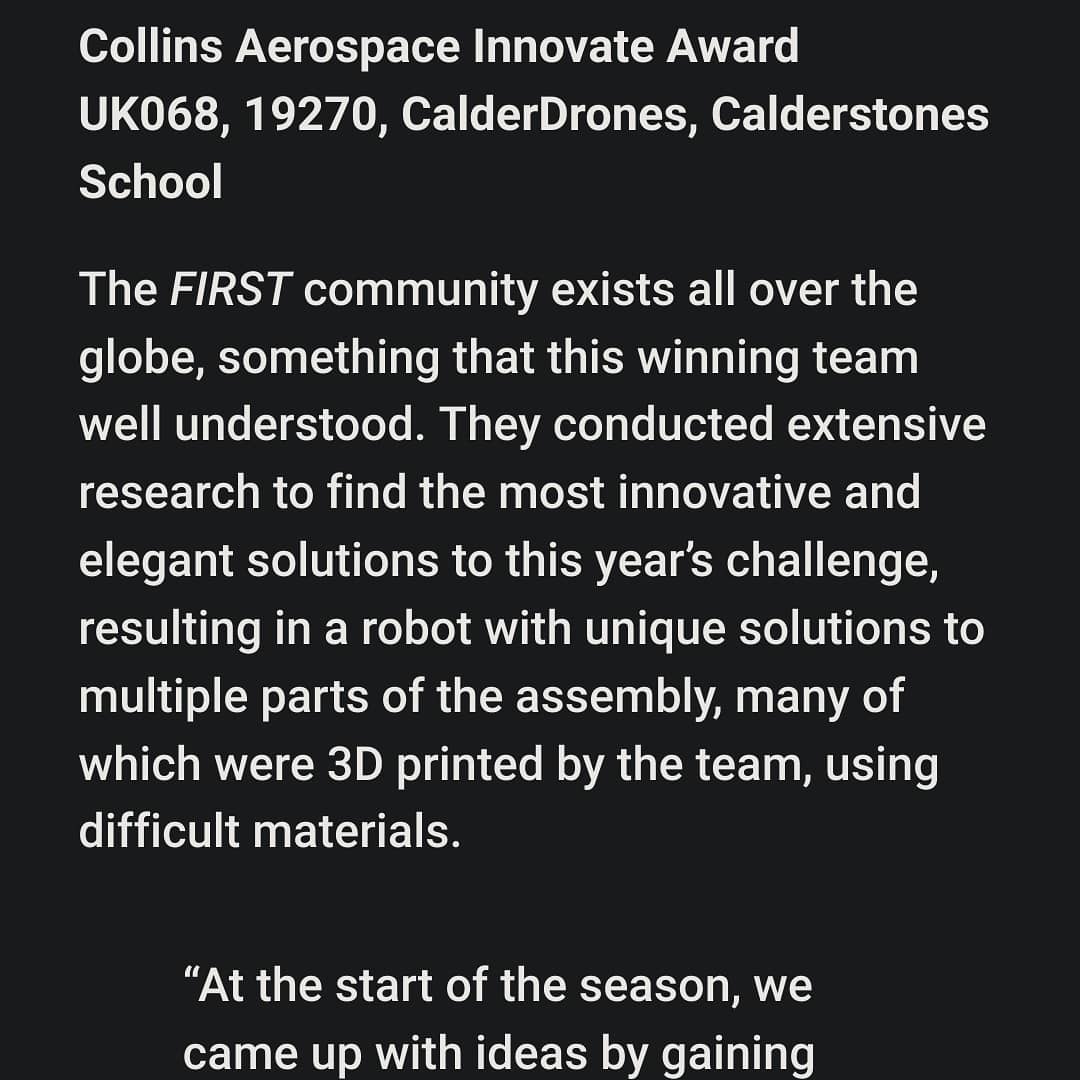 We managed to win the national Collins Aerospace Innovate Award! Thanks @ftc_uk!