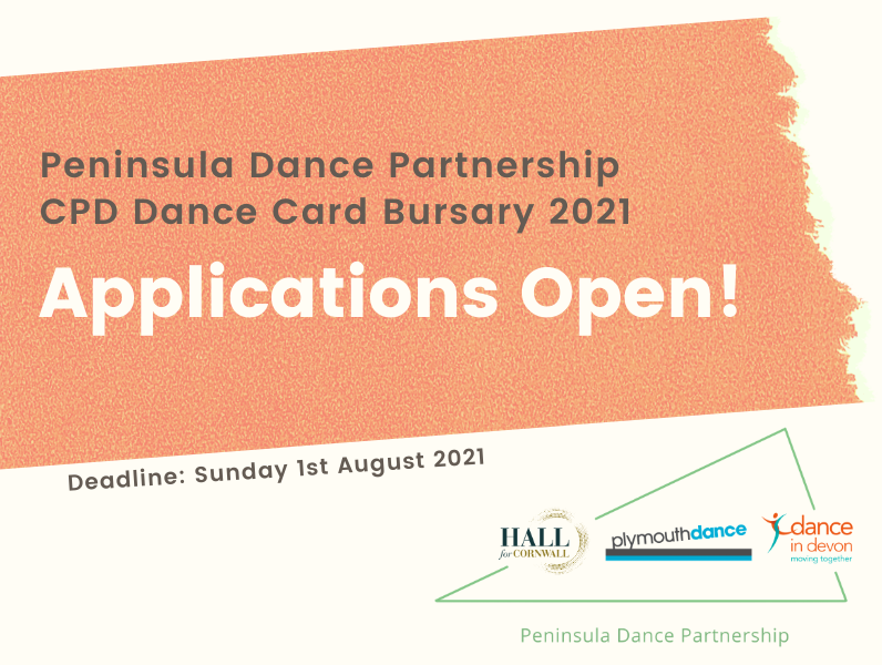 Less than 2 weeks left to apply for our CPD Dance Card Bursaries (£250) for Dance Artists across Devon & Cornwall!

For more info and application click here: forms.gle/ZyPGmdRf31mxVF…

@HallforCornwall @plymouthdance @danceindevon  #devon #cornwall #plymouth #artistsupport #dance