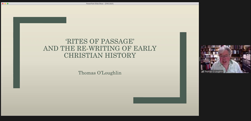 EcclesHistSoc's tweet photo. Starting our second plenary of #EHSConf2021! 

'Rites of Passage and the re-writing of early Christian history' with Prof Thomas O'Loughlin

#churchhistory #religioushistory https://t.co/Q8Ves0mTmh