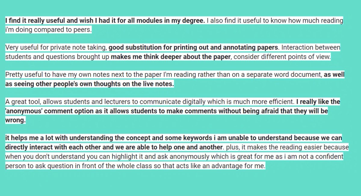 Diverstiy of feedfback on using #taliselevate to remove barriers for students to collaboratively annotate and read.  #arualc