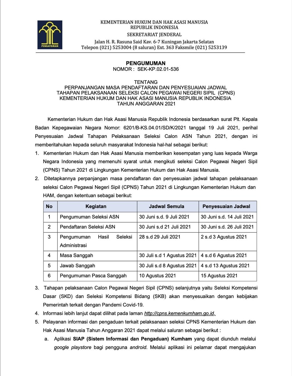 Jadwal cpns 2021