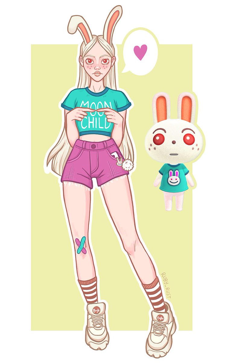 Ruby_Rust's tweet image. Ruby is too cute for this world🌙🐇 #rubyanimalcrossing #animalcrossing #rubygijinka #animalcrossinggijinka #acnh