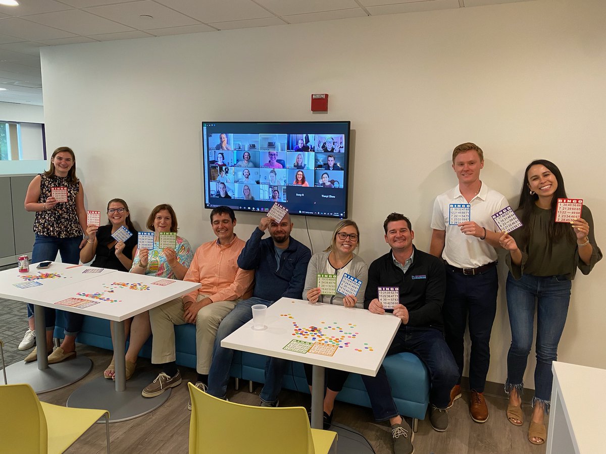 DhcPeople's tweet photo. Bingo, but make it #hybridwork style!

Last Wednesday, we broke in our new common area at 492 Old Connecticut Path with a friendly game of bingo. And we raised over $1,000 for @PanMass while we did it! Bingo never felt so good. 

#definitivecares https://t.co/JwGTJRdPcC