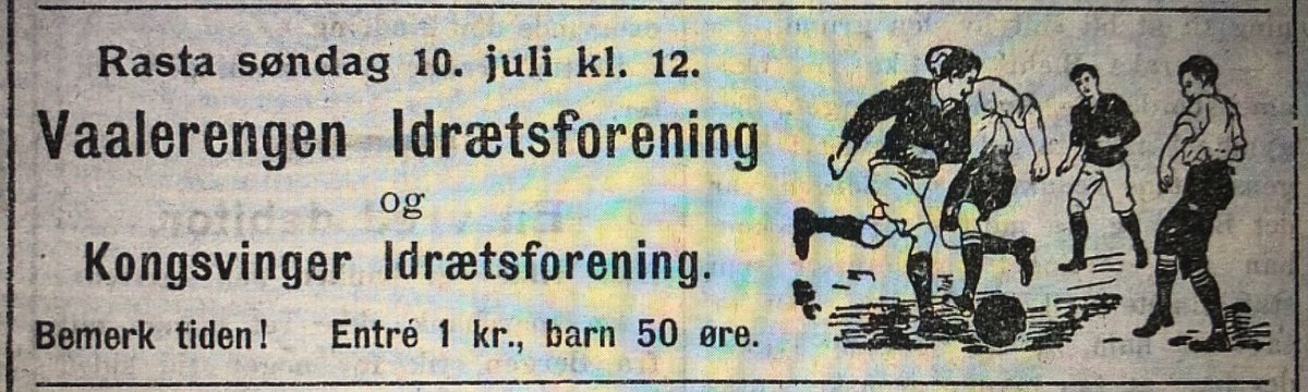 Nesten 100 år på dagen siden <a href="/KILToppfotball/">Kongsvinger IL Toppfotball</a> møtte <a href="/ValerengaOslo/">Vålerenga Fotball Elite</a> for første gang i historien. 10.juli 1921. Oppgjøret endte for øvrig 1-2 til bortelaget, og kampen «ble sat til kl.12 av hensyn til kirkeconserten om eftermiddagen»😁