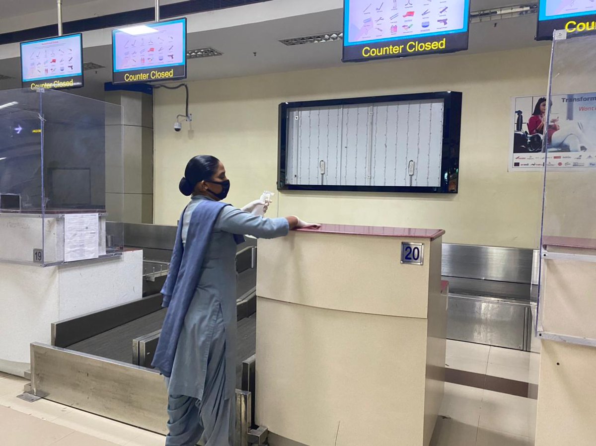 aaiasrairport's tweet photo. @SGRDJI Amritsar Airport is dedicated towards providing safe and comfortable journey for its passengers amidst COVID 19. #Sanitization #SocialDistancing #ProperMask are the weapons in this fight against CORONAVIRUS pandemic. #FlySafe #FlyHigh https://t.co/PXVtsIbobM