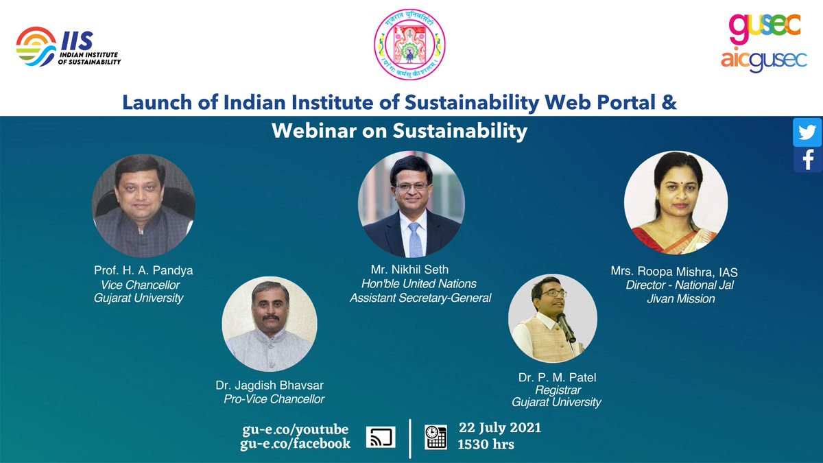 gujuni1949's tweet photo. The Gujarat University’s recent initiative of the Indian Institute of Sustainability’s web portal is going to be launched. On this occasion, join us for a sustainability seminar.
#IIS #MSc #PGDiploma #Agripreneurship #AgricultureEntrepreneurship #ValueChainManagement #SDG #GU https://t.co/eipIGt2V6f