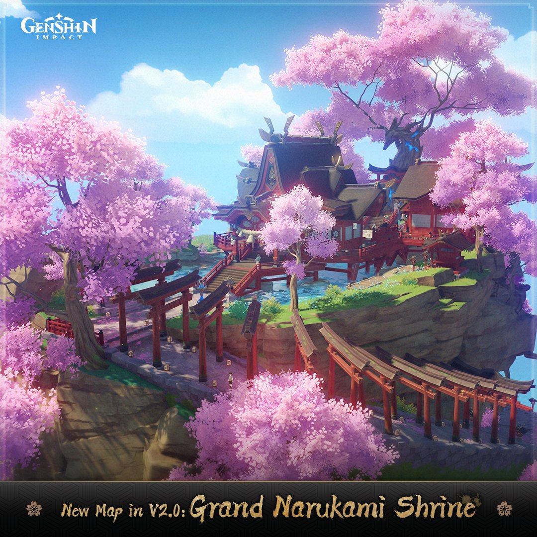 GenshinImpact's tweet photo. 🌈The New Version Is Here🌈

🌸Nation of Eternity — Inazuma🌸

A new map, new characters, and new weapons are waiting for you to experience!