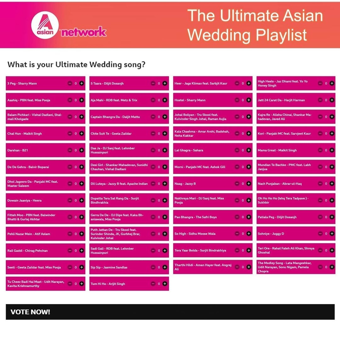 Its that time again! Wedding Season! 
I want to say a huge thankyou to <a href="/bbcasiannetwork/">BBC Asian Network</a> for seltecting <a href="/DaraSinghMusiik/">Dara Singh | Soul Sounds</a> to be a part of their panel! 
Grateful, Thankful &amp; Highly Overwhelmed to be a part of "Seven of the biggest Djs in the Asian Wedding market in the UK.
VOTE NOW!
