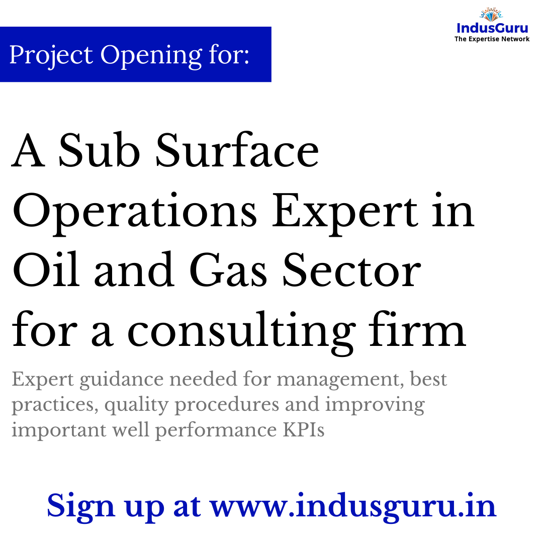 IndusGuruIn's tweet image. We have a new project #opportunity -A Sub Surface Operations Expert in Oil &amp;amp; Gas Sector for a #consulting firm
Please reach out to us if you have the relevant experience &amp;amp; are interested or want to refer any connections.
Visit buff.ly/3kJMFge
#operationsexpert #oilandgas