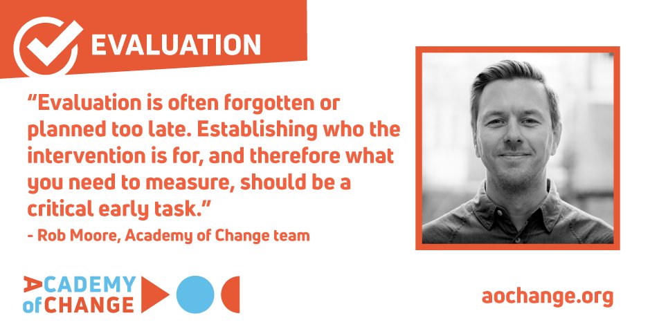 scp_centre's tweet photo. Evaluation is often thought about only toward the end of a #behaviourchange project.

But to get the most out of it, it’s best to plan evaluation methods in from the start.

More on our Academy of Change website: https://t.co/M2KGzswZQY

@AoChange_org @changebehaviour https://t.co/hbrpyjmegc