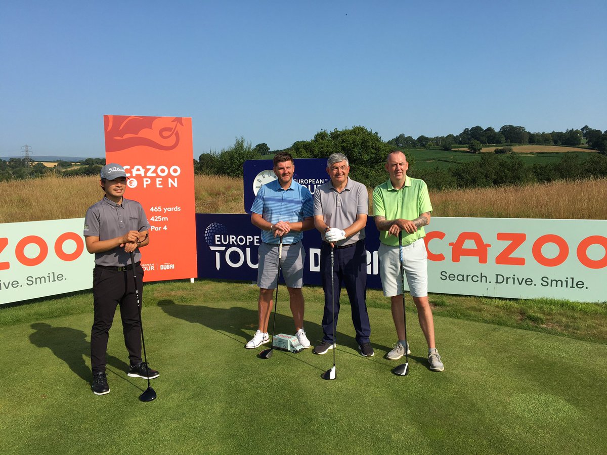 TheCelticManor's tweet photo. Snooker Loopy! 
Green baize trio @ryan23day John Parrott and @markwil147 teed up with @EuropeanTour pro Masahiro Kawamura in the @CazooOpen pro-am. 
Ryan even managed to keep the white ball in his frame 👀
#miscue https://t.co/DctJYloduc