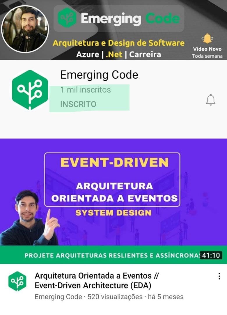 jrobertofaraujo's tweet image. Batemos 1K de INSCRITOS no CANAL no Youtube!!!
MUITO OBRIGADO a todas as pessoas que seguem e apoiam o canal, acompanhando os contéudos que a Emerging Code compartilha. É apenas o começo!
#emergingcode #destilatech #arquiteturadesoftware #arquiteturadesolucoes #systemdesign #ddd
