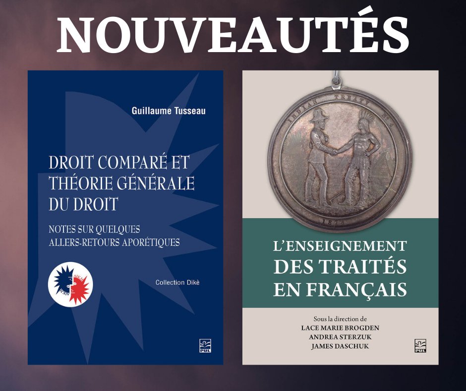 Même si c'est les vacances, on ne chôme pas ! Deux autres nouveautés vous attendent en librairie cette semaine. 

Plus d'informations ici : pulaval.com/nouvelles/nouv…

#droit #histoire #enseignement #écolesfrancophones #théorie <a href="/andreasterzuk/">Andrea Sterzuk</a> @lacemarieb