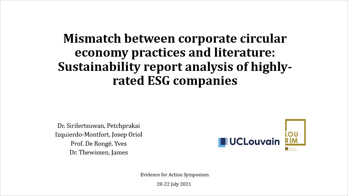 IzquierdoOriol's tweet photo. My colleague Dr. Petchprakai and I have just presented our paper analysing the mismatch between corporate reports and academic literature regarding CE practices in the @EfA2021 Thanks for the questions and the enriching debate #EvidenceForAction #CircularEconomy @LouRIM_Research https://t.co/7nGI2RXJFr