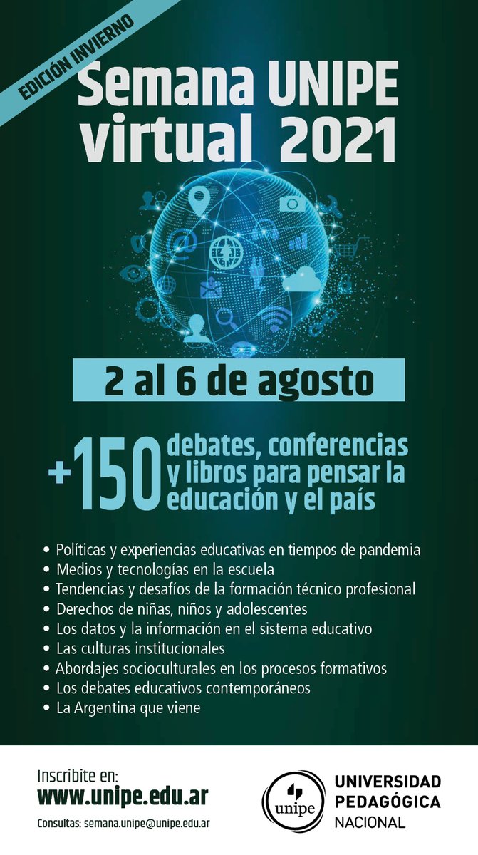 oeiarg's tweet photo. Semana #UNIPE Virtual 2021 Edición invierno❄ organizada por @unipe_ar 

🗓️Del 2 al 6 de agosto

Grilla de actividades👉 https://t.co/xOCWD4smjg

📩Consultas: semana.unipe@unipe.edu.ar https://t.co/F6cgLIttAU