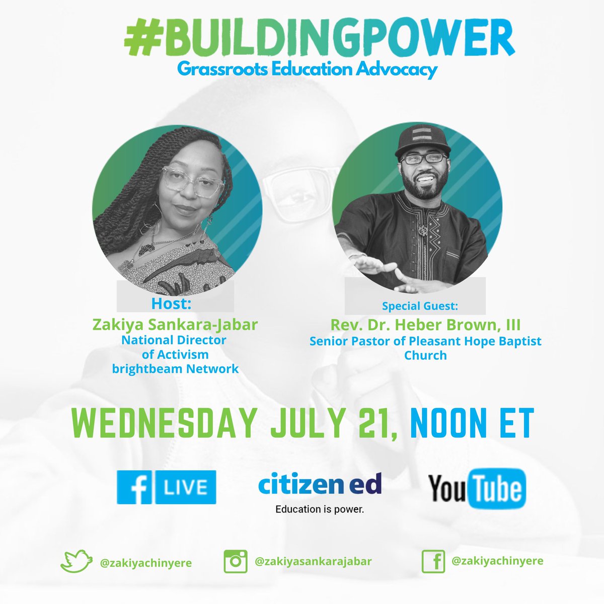 CitizenEdu's tweet photo. Hey Fam! Today @ZakiyaChinyere will be in chatting with @HeberBrown3 about his powerful work through hosting a community garden and his African centered school called Orita's Cross. Make sure you tune in! https://t.co/k0Y1q15Yg8