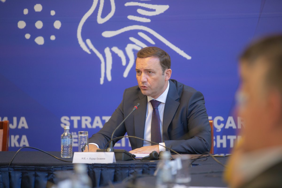 Bujar_O's tweet photo. Productive meeting, as part of #Reflection2030, with the President of the Assembly T. Xhaferri and MP's from @SobranieRSM on Parliamentary diplomacy and the role of the Assembly in fulfilling our strategic foreign policy objectives. https://t.co/5WBOAzksje