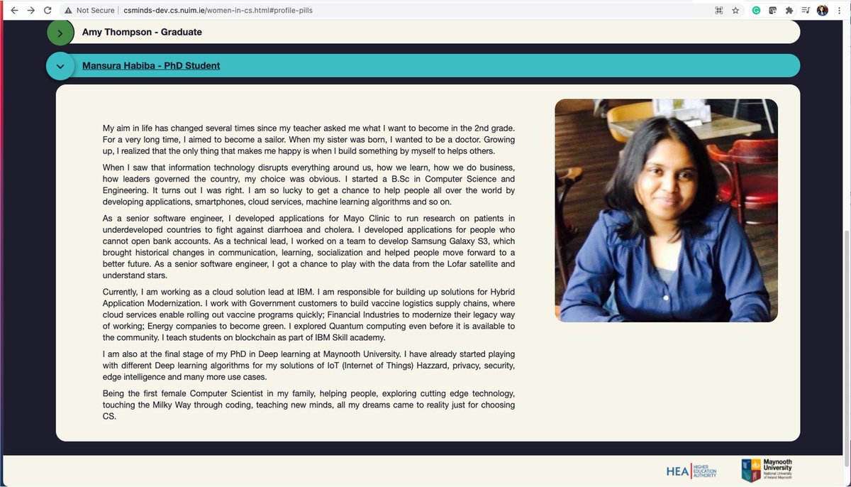 I am honoured to have been featured by CS Minds - Maynooth University, Ireland, along with some amazing women in STEM and Women@Maynooth.