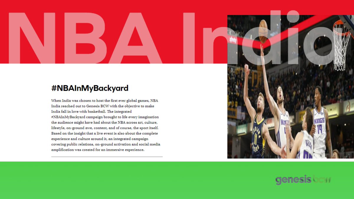 NBA In My Backyard - Genesis BCW's Award-Winning PR Campaign in Sports category Client Case Study - NBA India