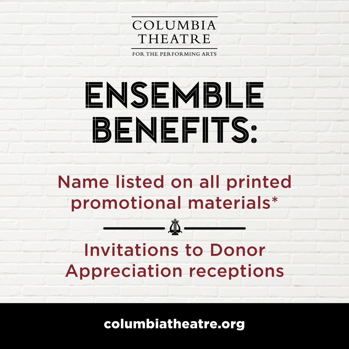 Support the live theatre by donating $499 or more to become an Ensemble sponsor.

columbiatheatre.org
