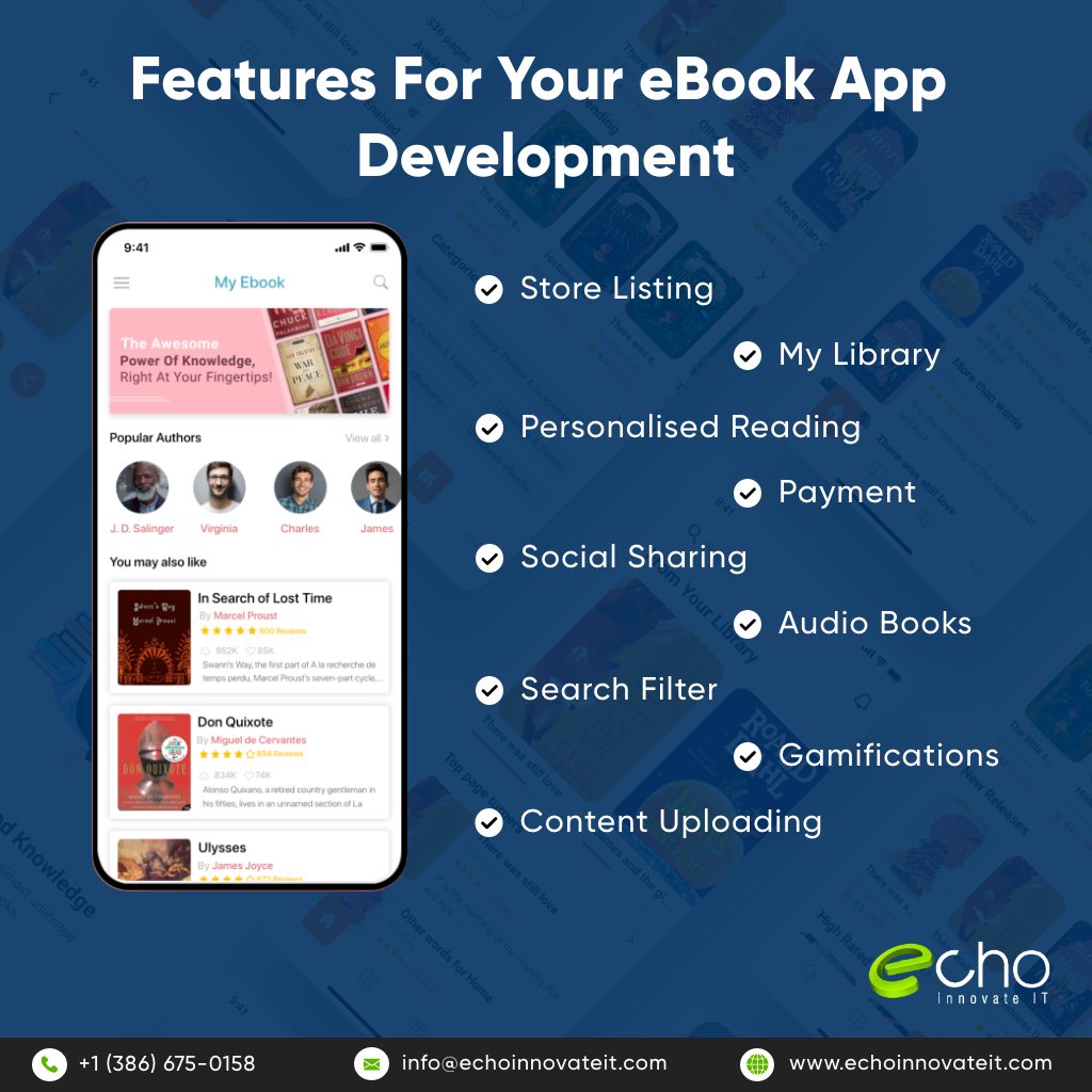 echoinnovateit's tweet image. Want to build an eBook mobile app? Here are some features you can include to make it stand out

The IT consultation is free of cost. Feel Free To Contact Us at info@echoinnovateit.com

#ebook #ebookapp #ebookmobileapp #echoinnovateit #contacts #followusnow
