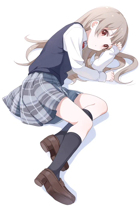 【お題箱】制服+ハイソックス+ローファーのまま寝転がっている女の子 
