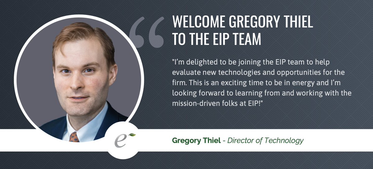 EnergyImpact_'s tweet photo. We are excited to welcome our new Director of Technology, Gregory Thiel, to the EIP team! https://t.co/wwABiw7gcc