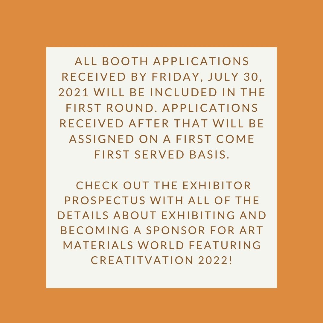 AFCI_Global's tweet photo. Booth, demo alley and sponsorships for Art Materials World featuring Creativation 2022 open now! Link to exhibitor prospectus in bio. https://t.co/Ra7iDXiXtY