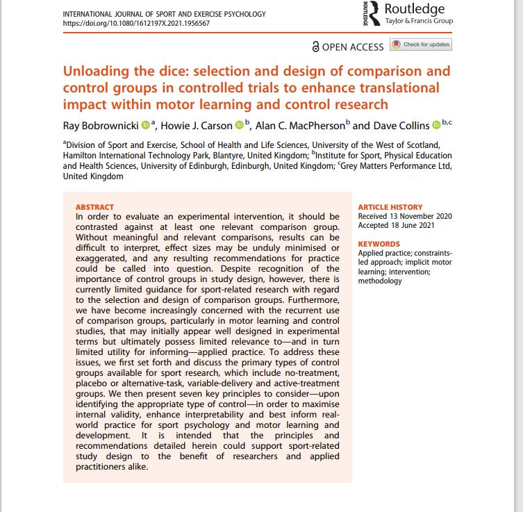 Human Performance Science Research Group (@hpsatuoe) on Twitter photo Our continued collaboration with former PhD student <a href="/bobrownicki/">Ray Bobrownicki</a> on the importance and impact of comparison groups. Making it clear what applied/translational research really needs to consider. FREE ACCESS: tandfonline.com/doi/full/10.10… Our continued collaboration with former PhD student <a href="/bobrownicki/">Ray Bobrownicki</a> on the importance and impact of comparison groups. Making it clear what applied/translational research really needs to consider. FREE ACCESS: tandfonline.com/doi/full/10.10…
