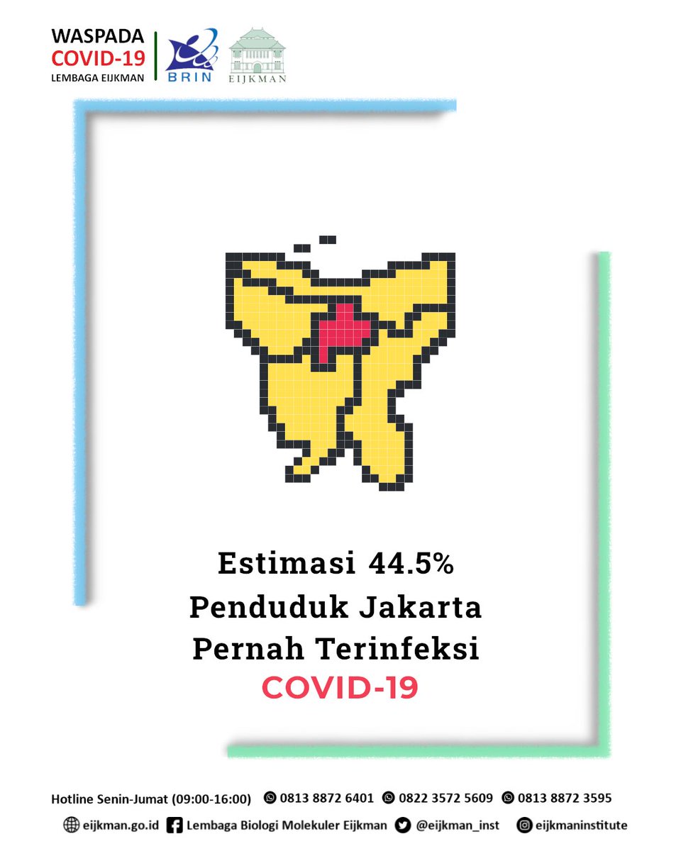 eijkman_inst's tweet photo. Studi yang dilakukan oleh tim gabungan Dinas Kesehatan DKI Jakarta (@dinkesJKT), Tim Pandemi FKM-UI(@fkmui), LBM Eijkman(@eijkman_inst), dan CDC Indonesia tentang survey serologi di DKI Jakarta.

1/2 https://t.co/GKkF74Vtuc