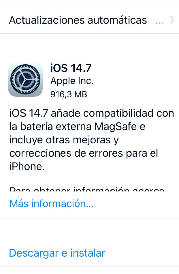 by_Markerus's tweet photo. Actualización 📲 #iOS14.7 para #iPhone #Apple | Disponible

Update 📲 #iOS14.7 for #iPhone #Apple | Available https://t.co/9lgJL06oB3