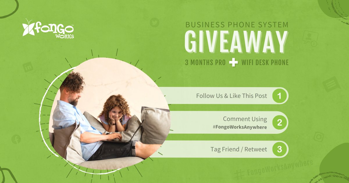 Fongo_Mobile's tweet photo. ⚠️ CONTEST ALERT ⚠️ - 5 Giveaways - 1 Week
Grand Prize: Win 3 months of Fongo Works Pro + WiFi Desk Phone 😮
Contest Details: https://t.co/w5ckwSJK7t
#Fongo #FongoWorksAnywhere #Contest #SmallBusines #SmallBusinessTips #FongoCanada #Giveaway #FongoWorks #workfromanywhere https://t.co/A0lyaQtbJd