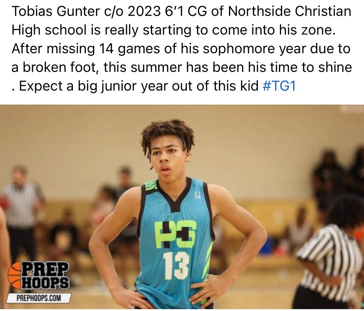 ‼️COLLEGE COACHES‼️

6’1 2023 do it all guard Tobias Gunter is having a big summer! Making some noise! Check him out with <a href="/HoopsPinellas/">Pinellas Hoops Supreme</a> this weekend at the <a href="/hoopseen/">HoopSeen</a> Summer Championships in Orlando. Schedule coming soon. Big Junior year ahead of him!