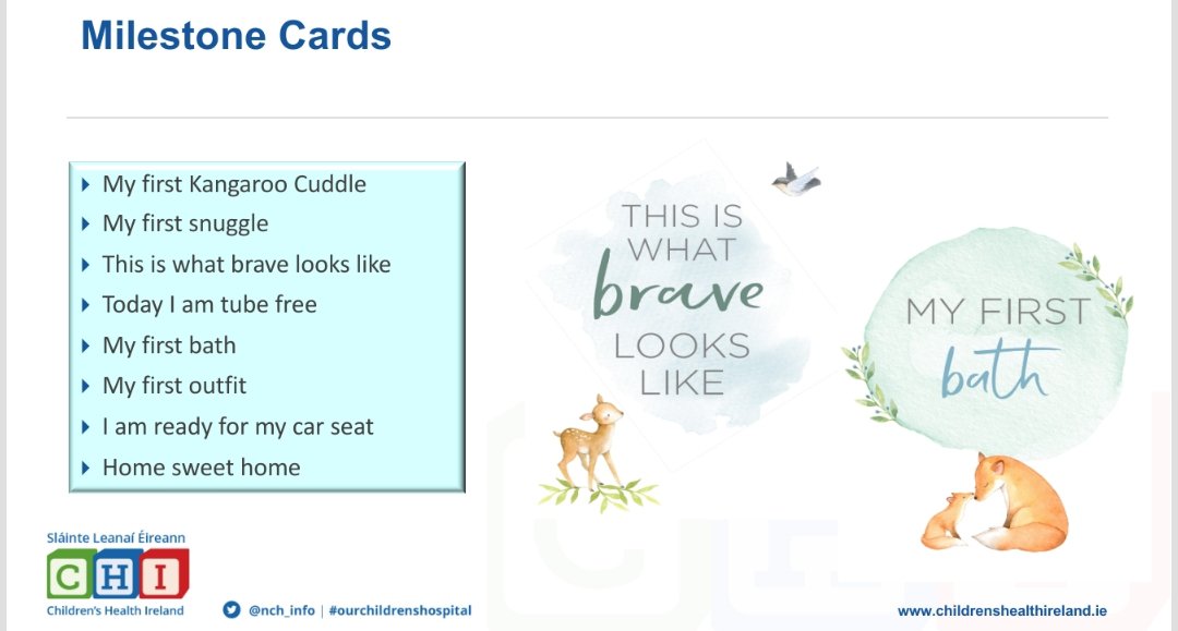KarenPrunty2's tweet photo. 'Story of me' milestone cards was a fantastic project to be part of @CHIatCrumlin @JennyCo80986870
Helping families capture precious moments and create memories of their baby while they are in hospital.
#familycentredcare #neonatalcare #milestonecards https://t.co/2E2huM2oHn